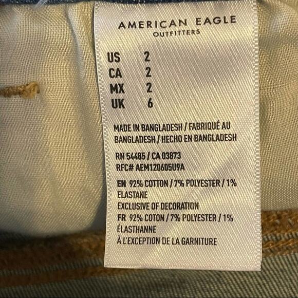 American Eagle Hi Rise Shortie Button‎ Fly Stretch Distressed Jean Shorts Size 2 - Picture 5 of 6